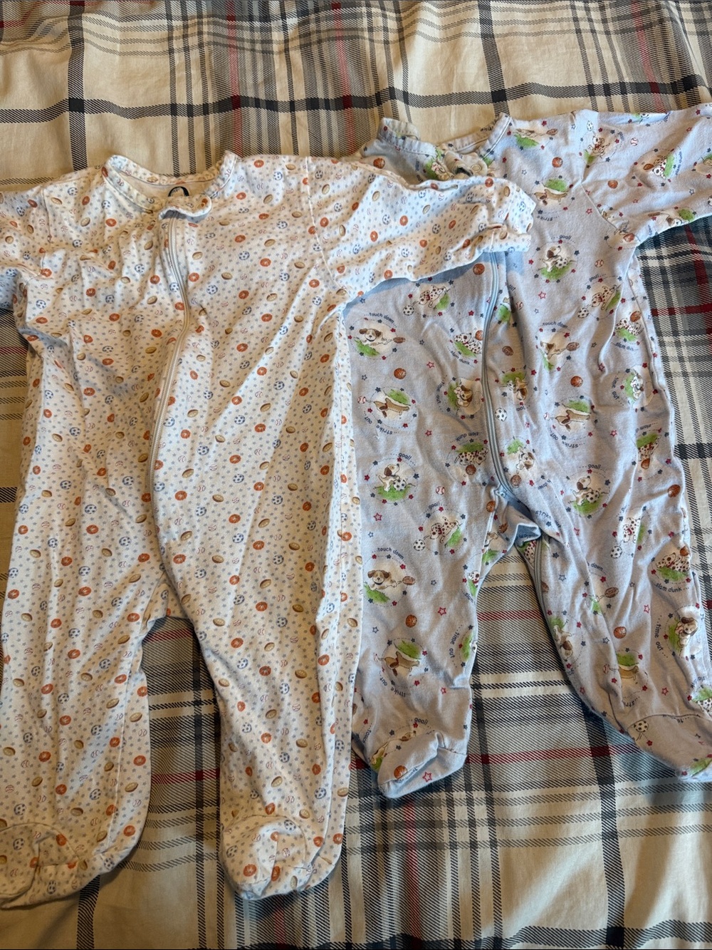 Gerber Light Blue and Cream Baby Footed One-Pieces